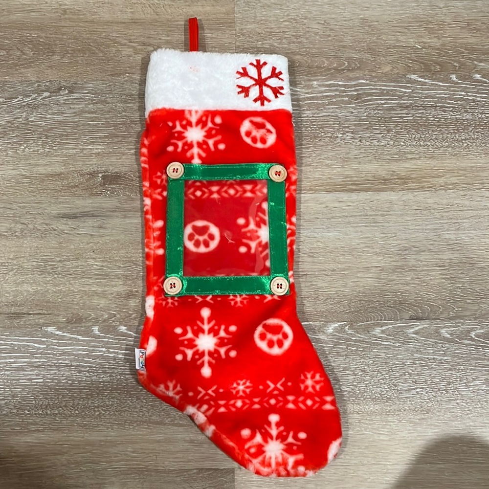 Red and white dog stocking